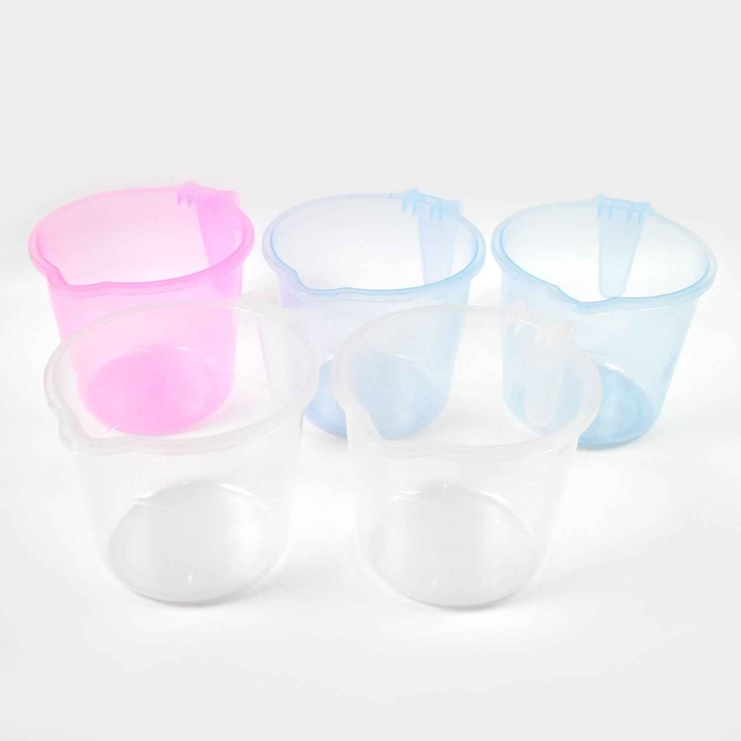 Plastic Round Transparent Bath Water Mug (5 Pc  Mix Colour  1200 Ml)