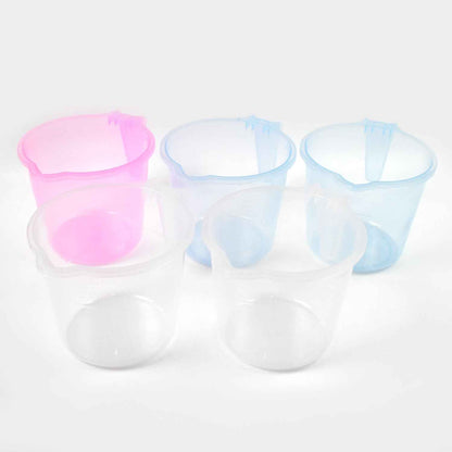 Plastic Round Transparent Bath Water Mug (5 Pc  Mix Colour  1200 Ml)
