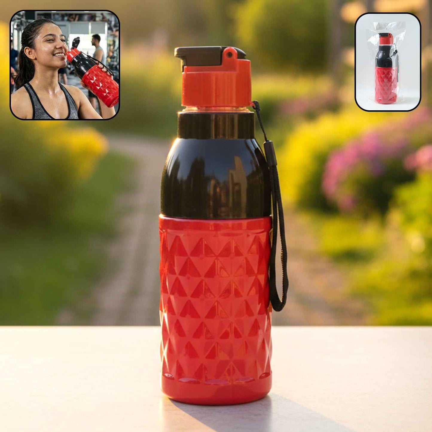 Plastic 1000 Ml Approx Sports Water Bottle (1 Pc)