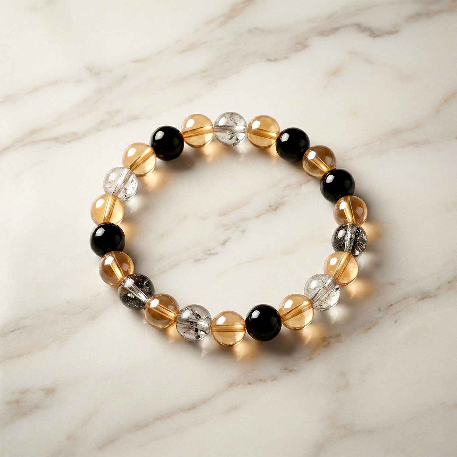 Elegant Dual-tone Crystal Beaded Stretch Bracelet (1 Pc)