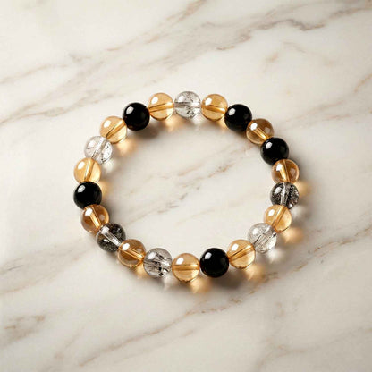 Elegant Dual-tone Crystal Beaded Stretch Bracelet (1 Pc)