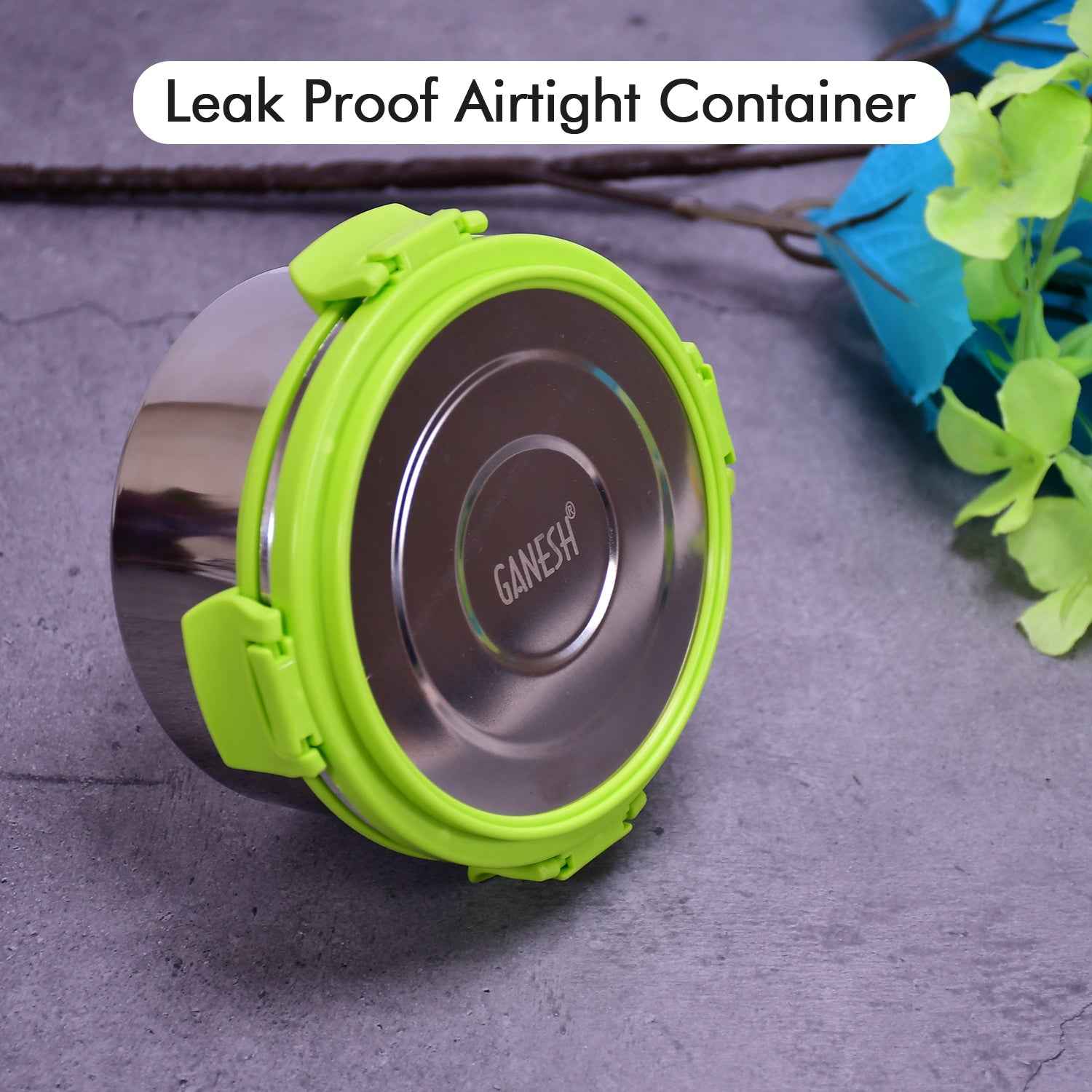 8139 Ganesh Solo Round 400 Stainless Steel Leak Proof Airtight Lunch Pack For Office  School Use