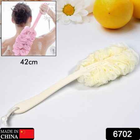 6702 Loofah Back Scrubber For Shower Long Handle Bath Sponge Shower Brush Soft Nylon Mesh Back Cleaner Washer Body Bath Brush For Women And Men Bathroom Shower Accessories