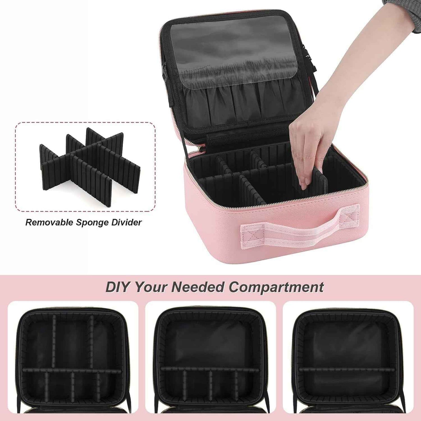 Pink Premium Led Light Makeup Organizer Box (1 Pc)