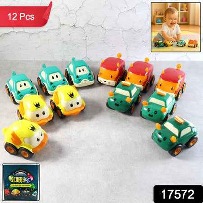 Cartoon Pull-back Car Toy Set For Kids (12 Pc)