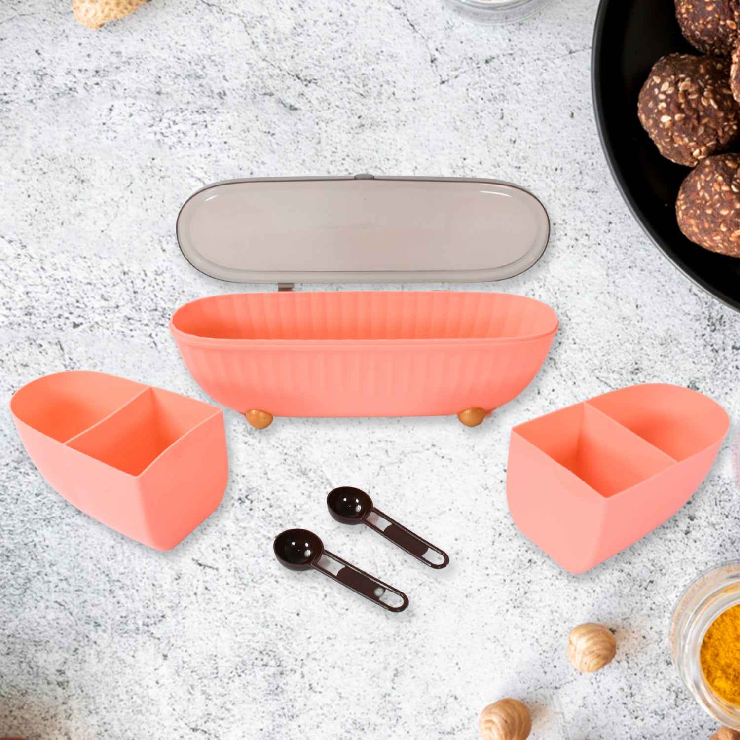 Spice Jar Durable Spice Seasoning Box Jar Food Grade Spoon Seasoning Case For Kitchen Dry Fruit Tray (1 Pc) - BeSh Deals®