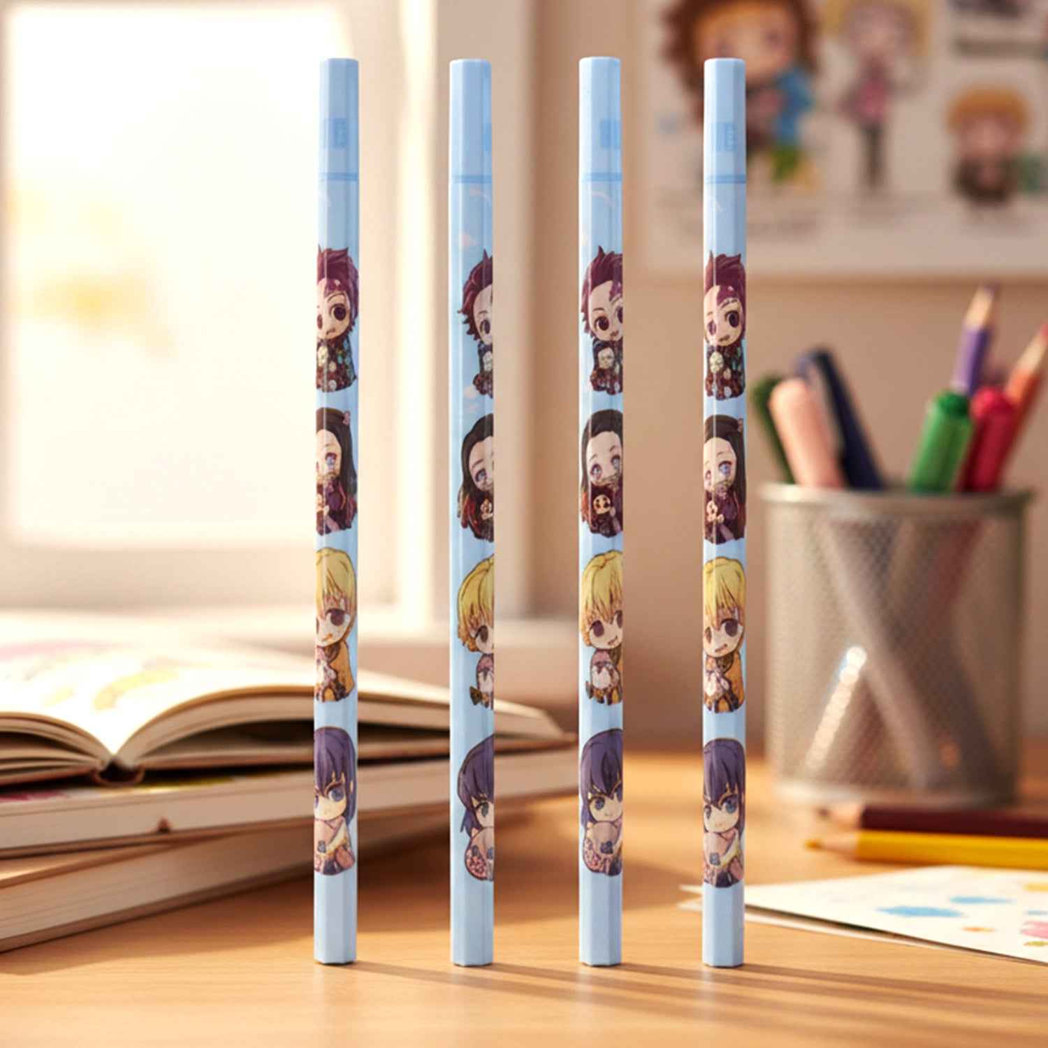 Cartoon Printed Pencil Set For Kids  Cute School Writing Pencils (4 Pc)