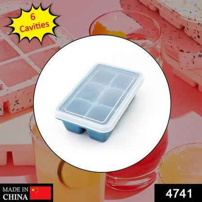 4741 6 Grid Silicone Ice Tray Used In All Kinds Of Places Like Household Kitchens For Making Ice From Water And Various Things And All.
