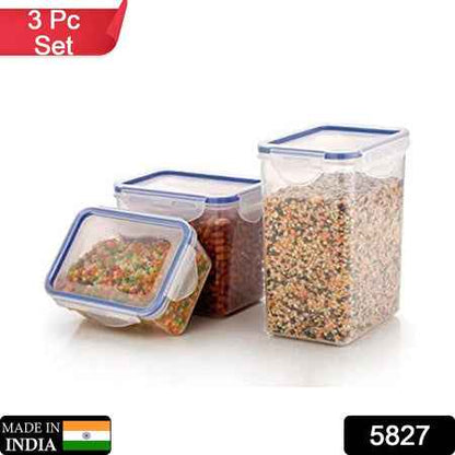 5827 Rectangle Abs Airtight Food Storage Containers With Leak Proof Locking Lid Storage Container Set Of 3 Pc (Approx Capacity 500ml1000ml1500ml Transparent)