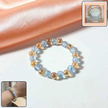 Elegant Dual-tone Crystal Beaded Stretch Bracelet (1 Pc)