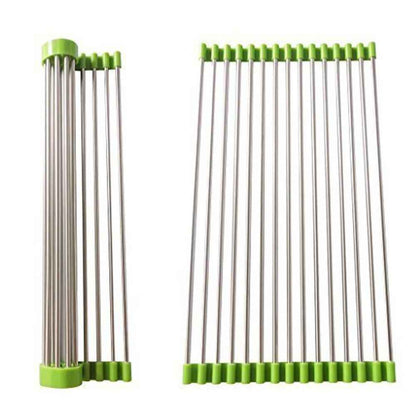 2064 Foldable Drain Rack Kitchen Sink Roll Up Dish Drying Rack Portable Dish Rack
