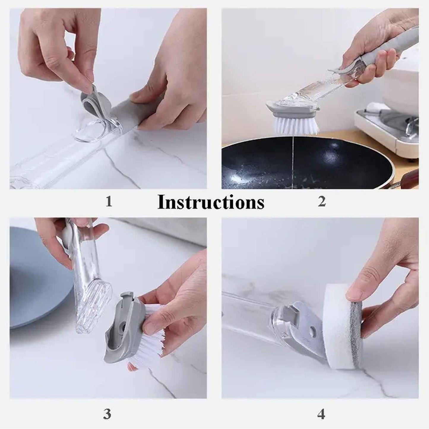 1271c Mix Color Dish Scrubber With Soap Dispenser Soap Dispensing Dish Brush Set Dishwashing Brushes Kitchen Scrub Dish Wand For Dishes Sink Pot Pan Cleaning And Washing1 Handle3refill Replacement Head