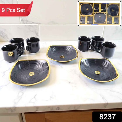 8237 Sweet Buzz Ceramic Tea  Cups  Mug Set With Seashell Shape Serving Bowl Milk Cup Coffee Cup Tea Cup Breakfast Cup Drinking Mug Or Outdoor For Household Gift For Birthday Wedding Party (8 Pcs Set) - Best Deals at BeSh Deals®