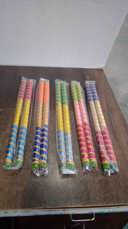 Traditional Decorative Dandiya Sticks Pair For Navratri Garba (2 Pc)