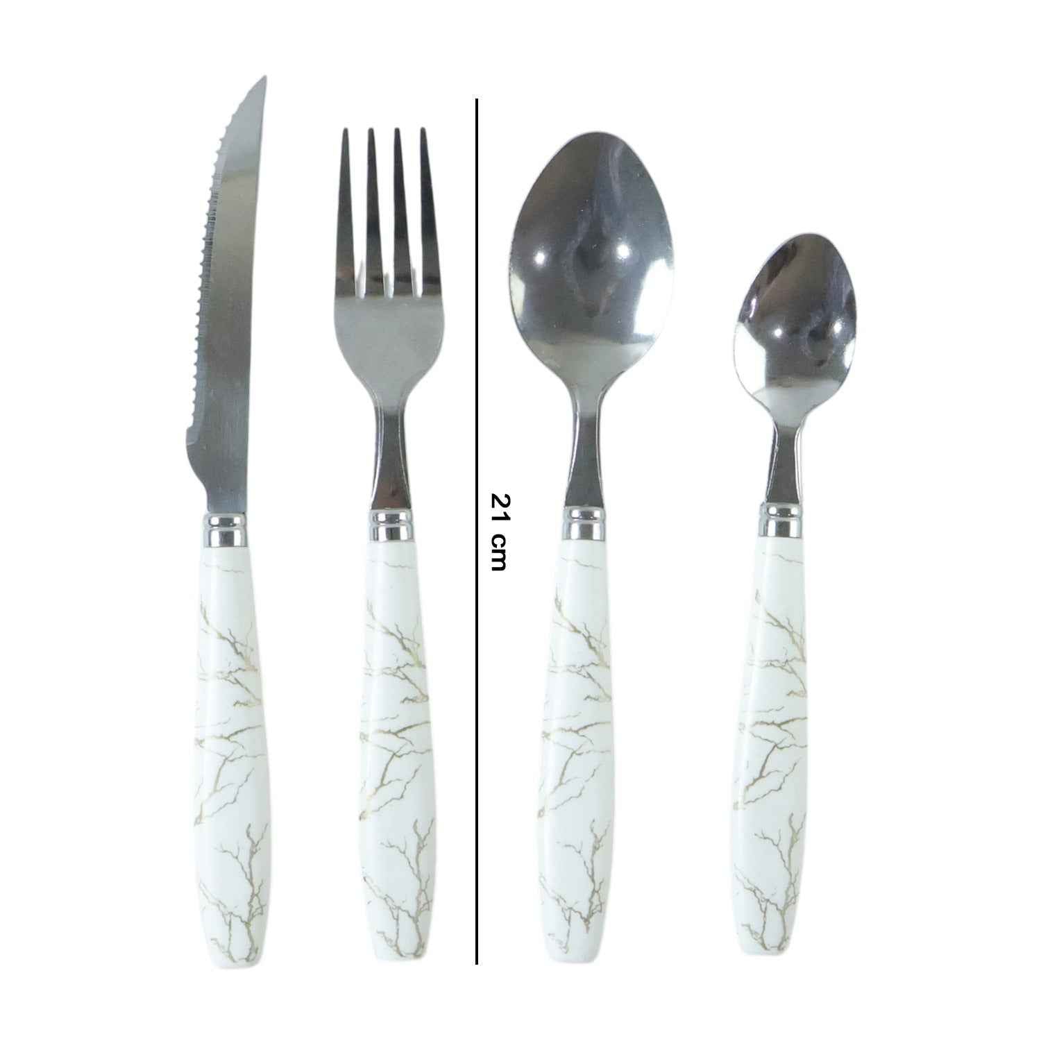Stainless Steel Cutlery Set With Marble Design Handle (4 Pc  Set)