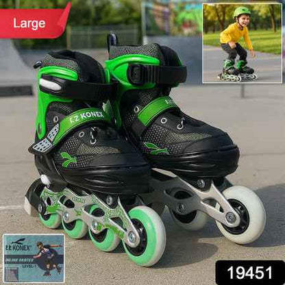 Professional Adjustable Inline Skates For Kids And Adults (Large  1 Pair)