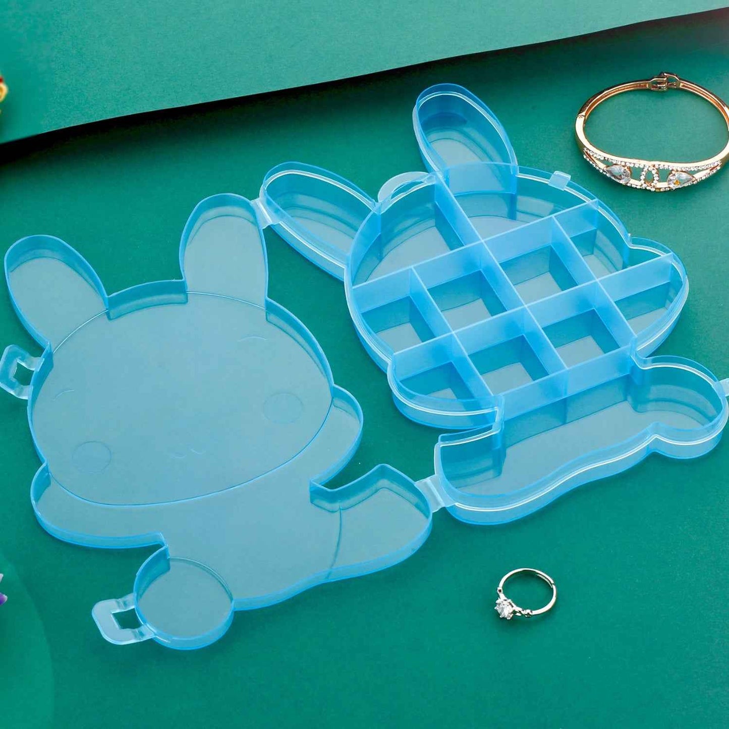 6557 Transparent Cartoon Bear Clear Plastic Storage Box Jewelry Box Jewelry Organizer Holder Cabinets For Small Objects (1 Pc)