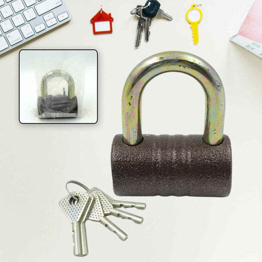 9455 Iron Pad Lock Brass Core And Thickened Spray Black Iron Door Lock With 5 Pc Keys For Home Dormitory Waterproof Antirust Anti-theft Padlocks Outdoor Gate Shed Locks Warehouse Big Iron Door Drawer Lock (82 Mm )