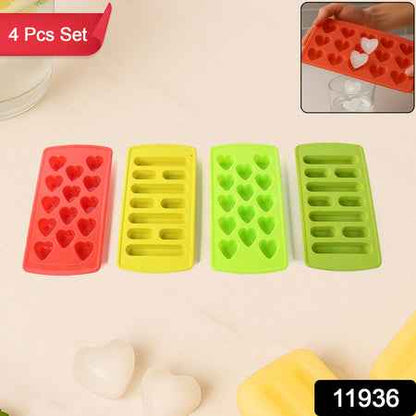Plastic Ice Cube Tray Set (4 Pc)