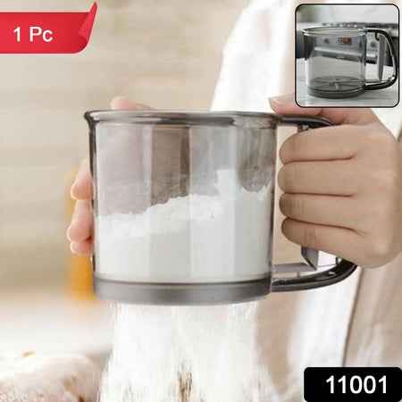 Plastic Flour Sieve Cup With Handle And Fine Mesh Filter For Kitchen Baking