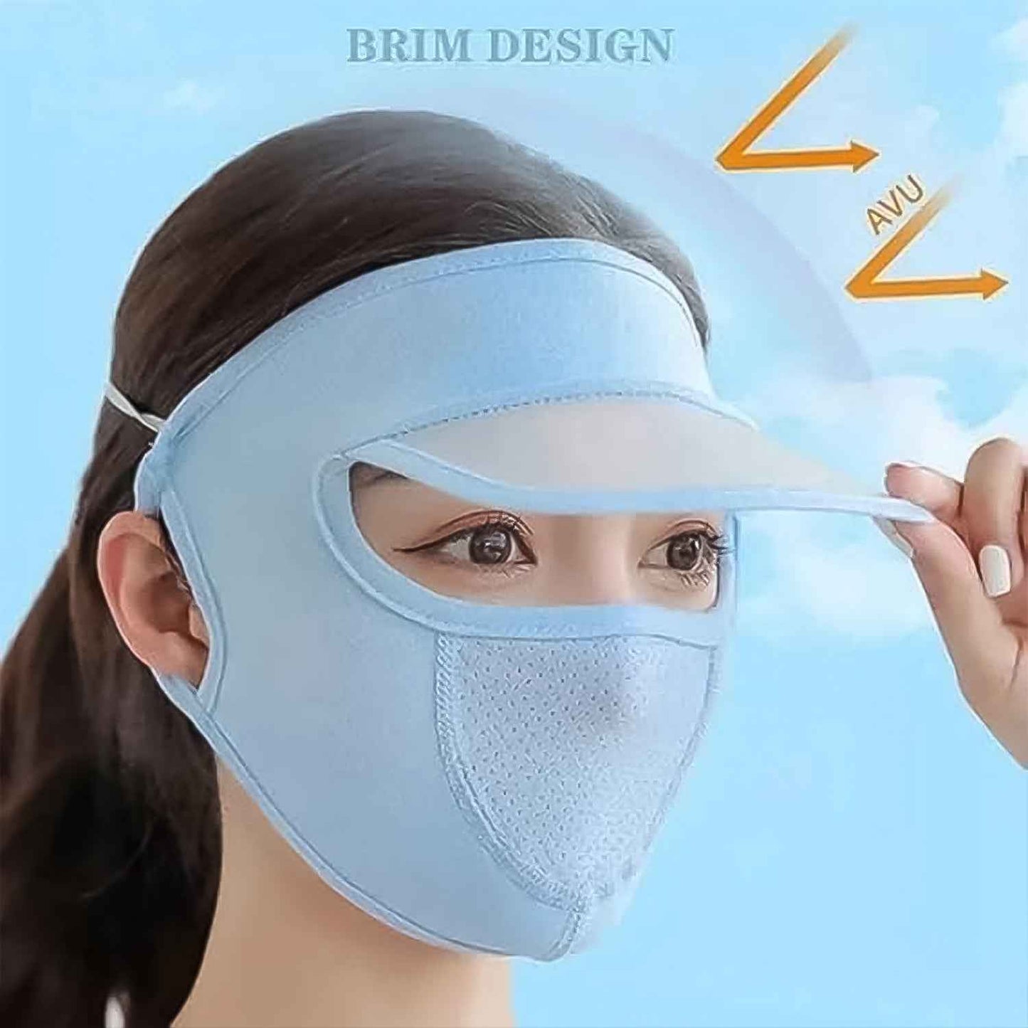 Womens Full Face Uv Protection Cap With Built In Mask And Wide Brim Visor Breathable (1 Pc) - BeSh Deals®
