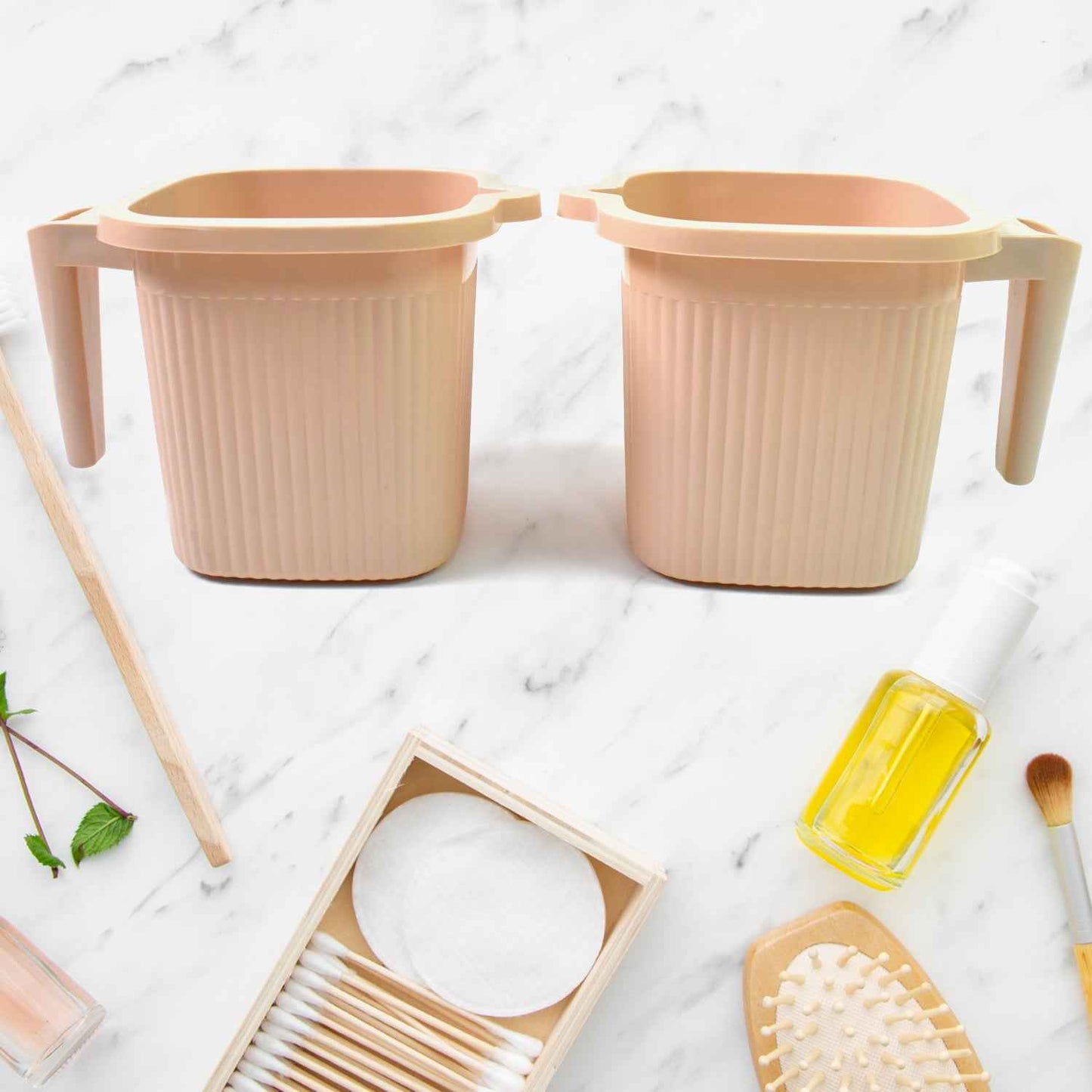 Plastic Square Bath Water Mug (4 Pc  1000 Ml  Mix Color)