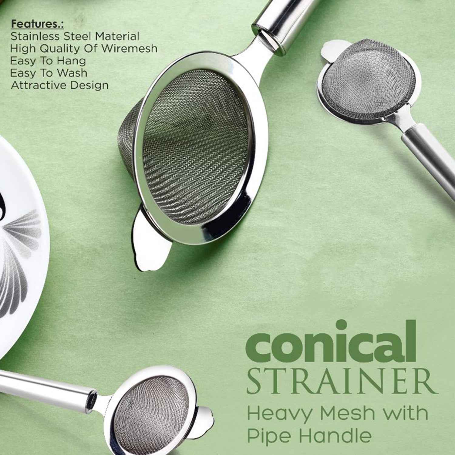 Apex Premium Conical Tea Strainer With Pipe Handle