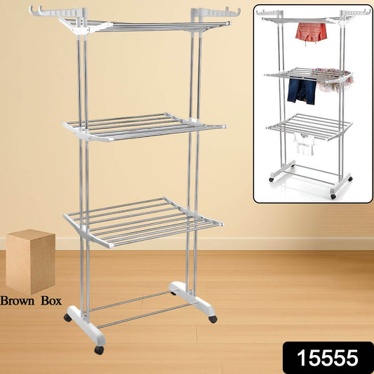 3-tier Foldable Stainless Steel Cloth Drying Stand With Wheels - Best Deals at BeSh Deals®