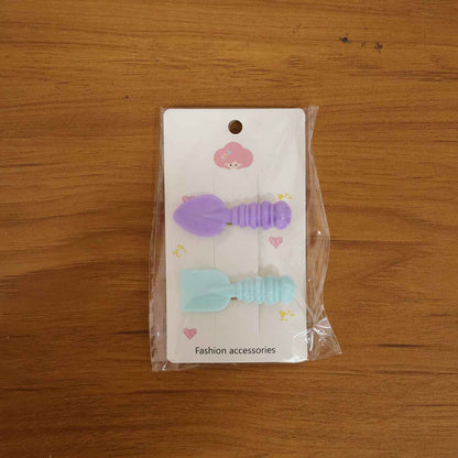 Cute Mini Spade  Leaf Shape Hair Clip Set (2 Pc)