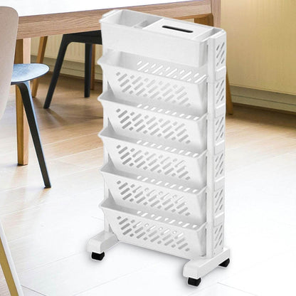 Movable Bookshelf Large Capacity Rotatable Plastic Rolling Organization Shelf  Rack - Best Deals at BeSh Deals®