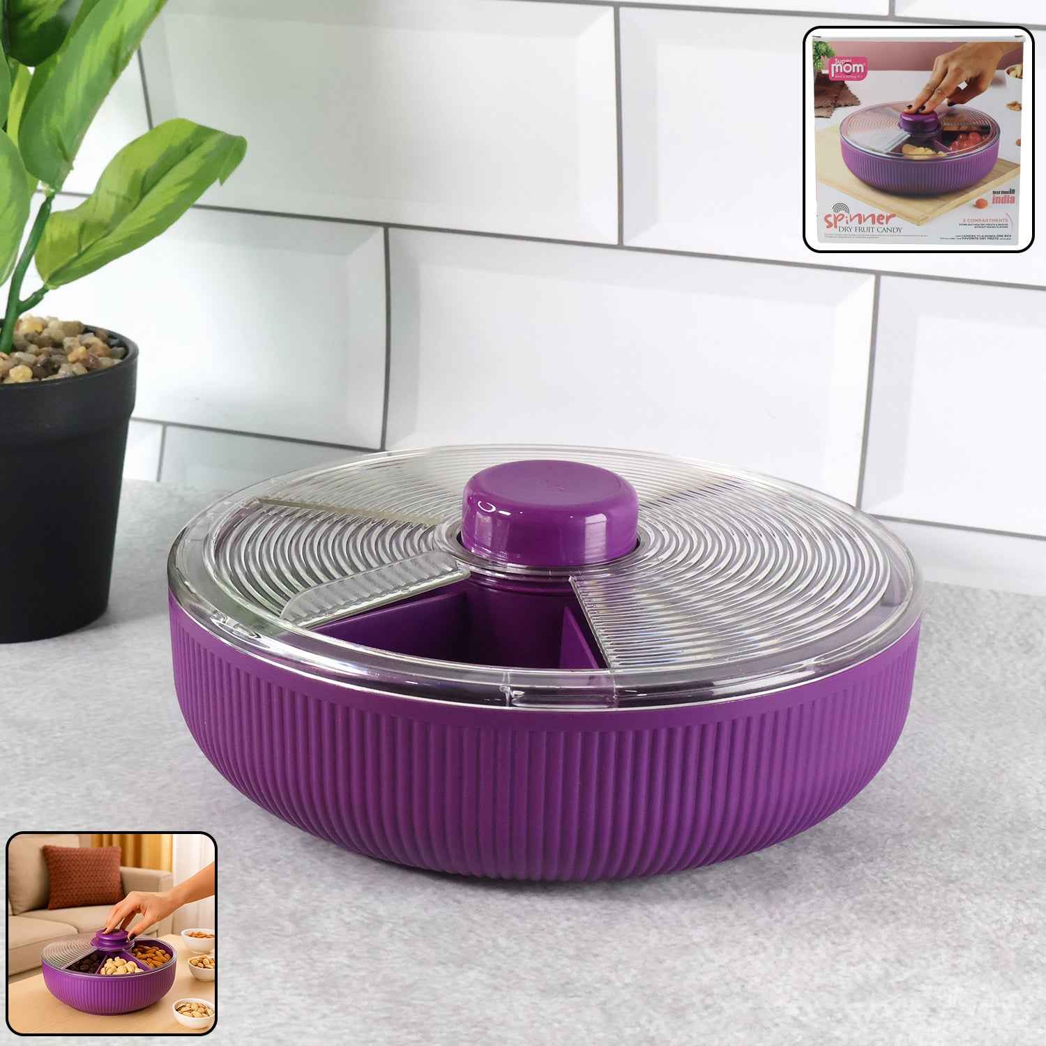 Supermom Multipurpose Round Rotating Dry Fruit  Snack Storage Container (1 Pc)