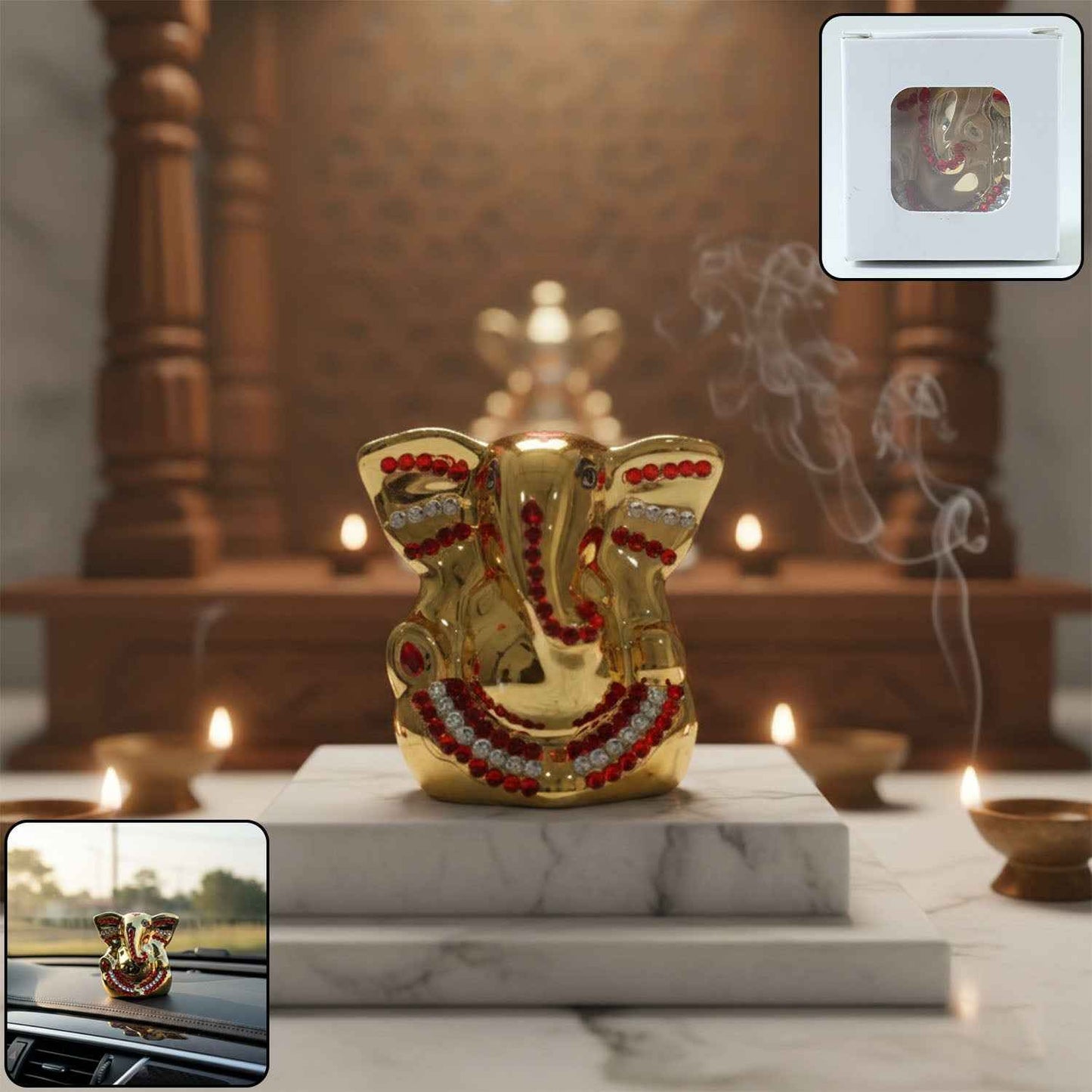 Golden Lord Ganesha Idol Decorative Showpiece (1 Pc)