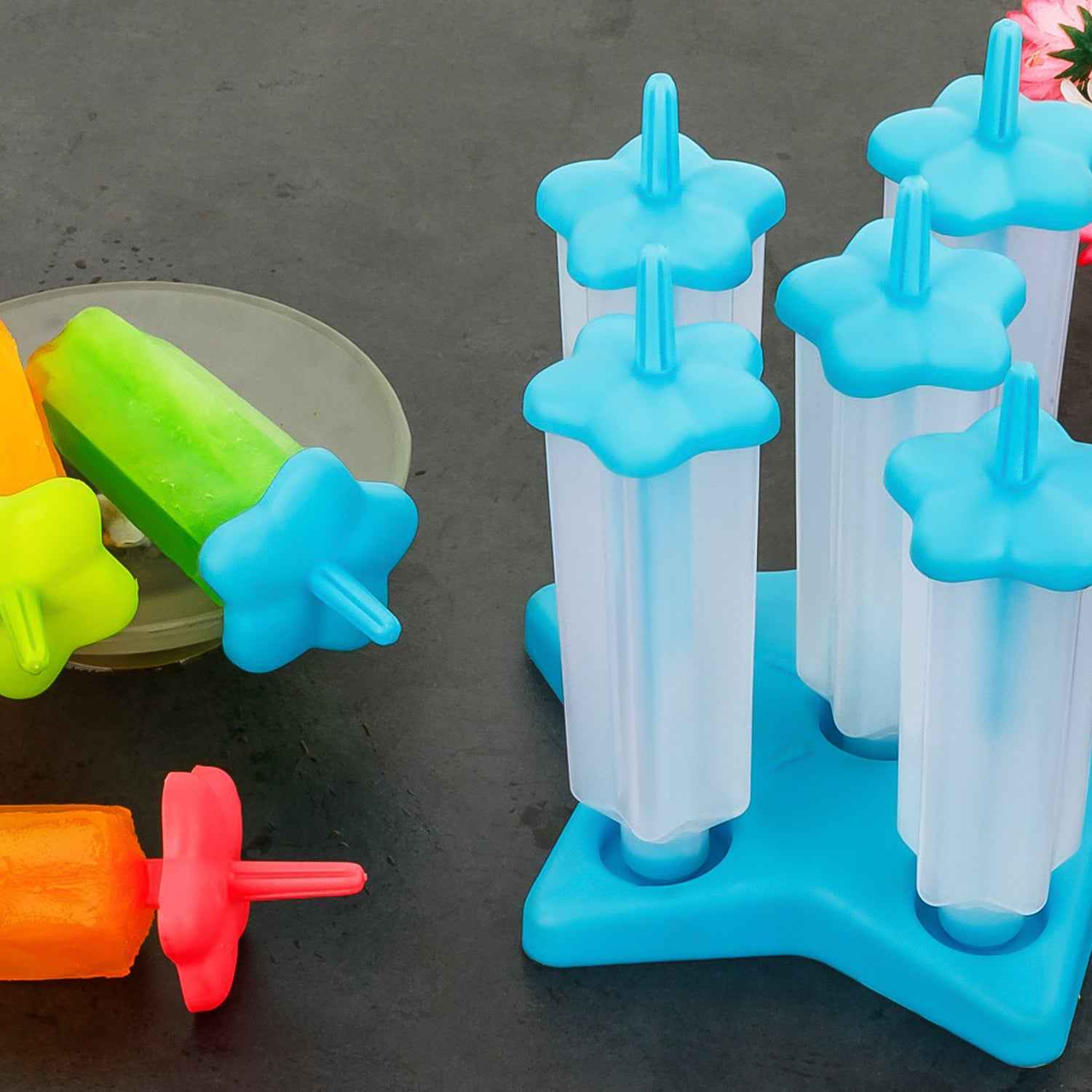 Plastic Ice Cream Molds With Lid (1 Set  6 Pc)