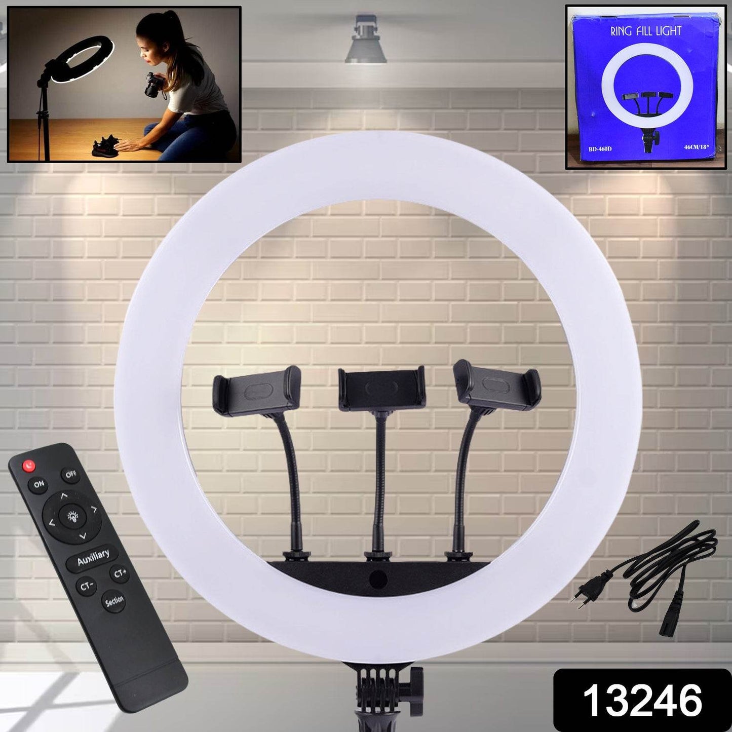 18 Inch Led Ring Light With 3 Colour Modes  3 Mobile Holders Remote Control (1 Set) - Best Deals at BeSh Deals®