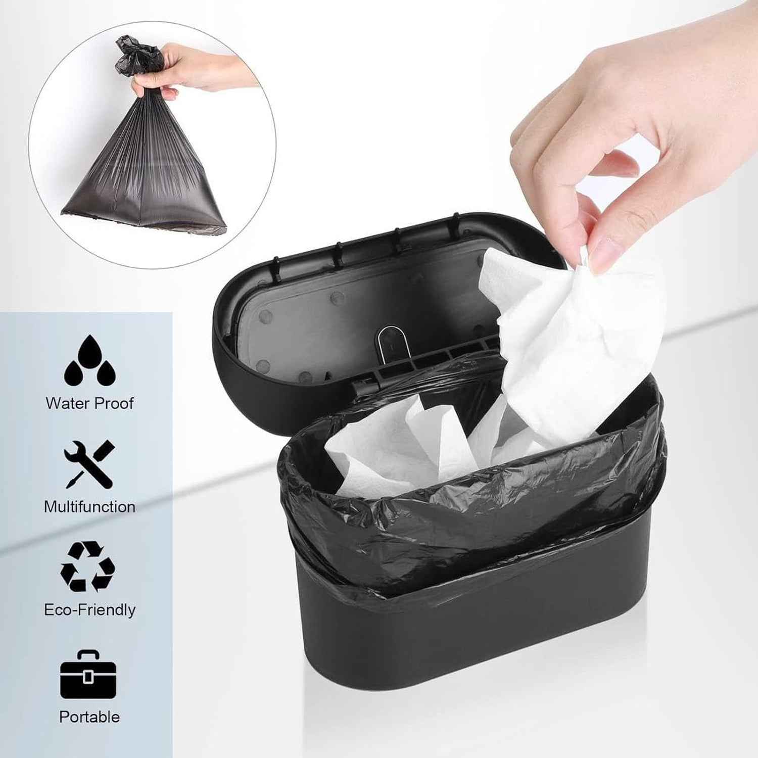 Mini Car Trash Can With Lid Waterproof Car Trash Bin Storage Box (1 Pc)