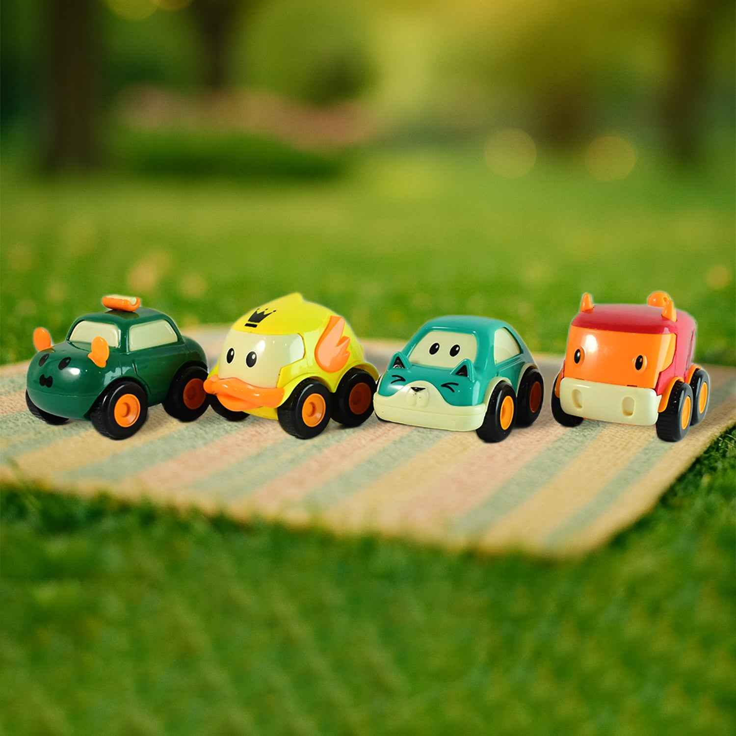 Funwoods Animal Cartoon Pull-back Toy Car - (4 Pc  Set)