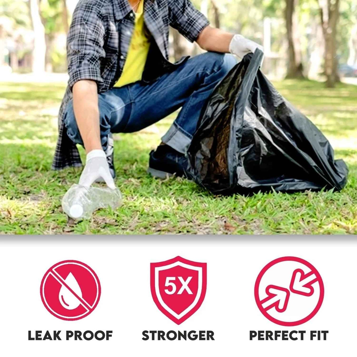 Heavy-duty Black Garbage Bag Roll For Home  Commercial Waste Disposal (1 Roll)