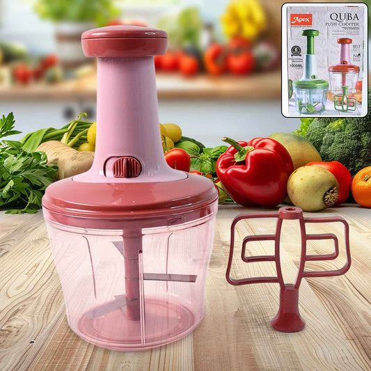Apex  Quba Push Chopper With Stainless Steel Blades (1000ml)
