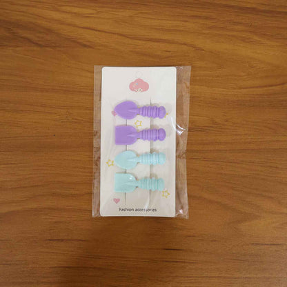 Cute Spoon  Spatula Shape Decorative Hair Clip Set (4 Pc)