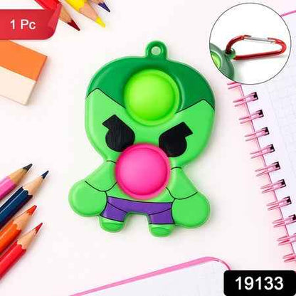Silicone Pop It Fidget Toy With Keychain Clip (1 Pc)