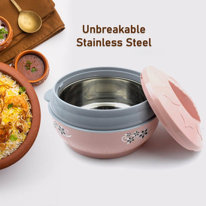 5788 High Quality Steel Casserole Box For Food Searving Inner Steel Insulated Casserole Hot Pot Flowers Printed Chapati Box For Roti Kitchen (Approx 4500 Ml) - Best Deals at BeSh Deals®