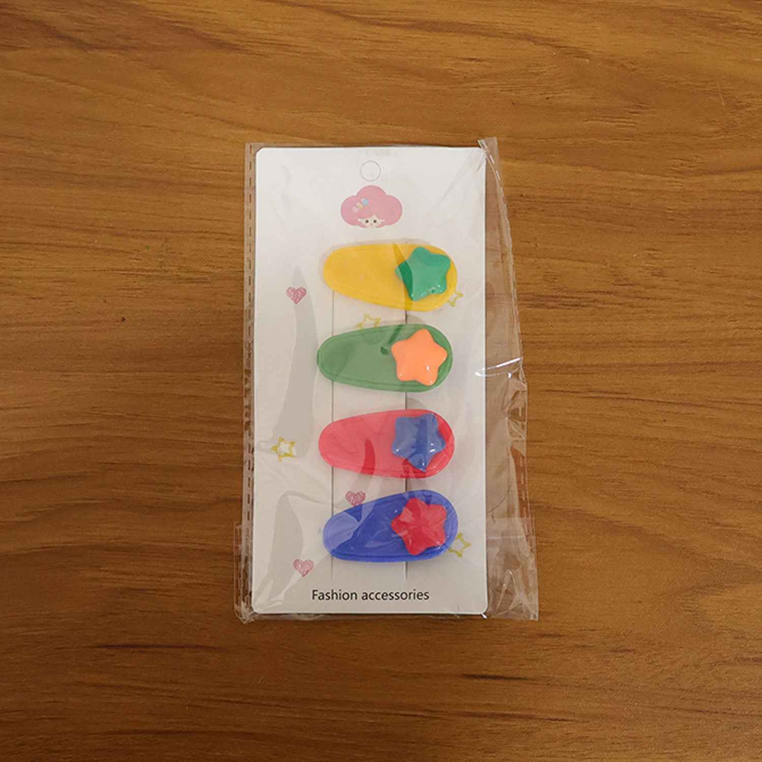 Colorful Star Design Decorative Hair Clip Set (4 Pc)