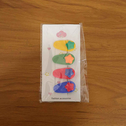 Colorful Star Design Decorative Hair Clip Set (4 Pc)