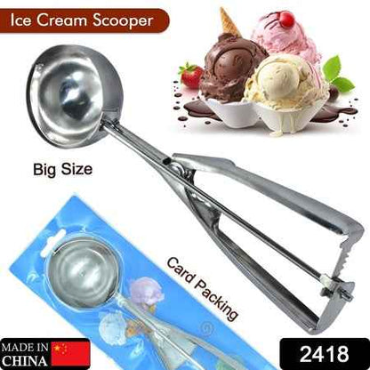 2418  Ice Cream Serving Scoop  Stainless Steel Premium Quality Ice Cream Serving Spoon Scooper With Trigger Release
