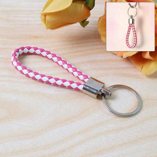 Leather Style Keychain With Metal Ring - (1 Pc)