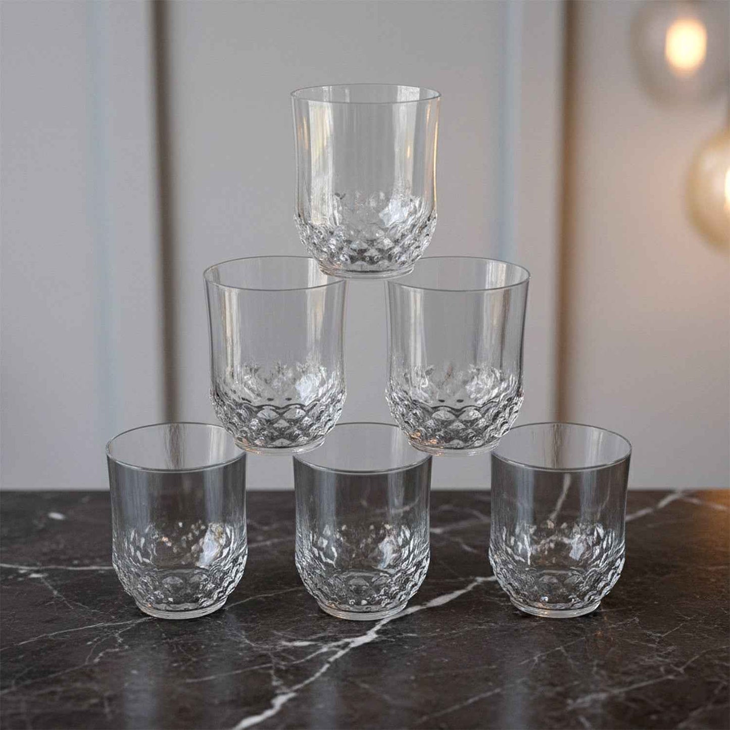 Transparent Diamond-pattern Drinking Glass Set (6 Pc Set)