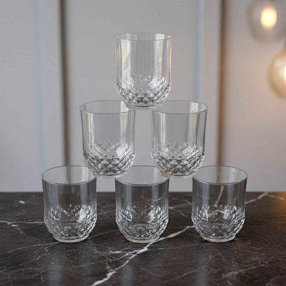 Transparent Diamond-pattern Drinking Glass Set (6 Pc Set)