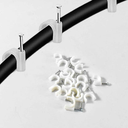 Wire Wall Clips Plastic Cable Clips Round Wire Pins With Steel Nail (20 Pcs Set)