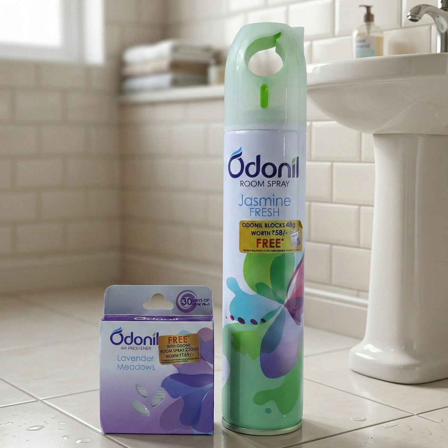Room Spray And Air Freshener Blocks Combo Set (1 Set Mix Fragrance 220 Ml)