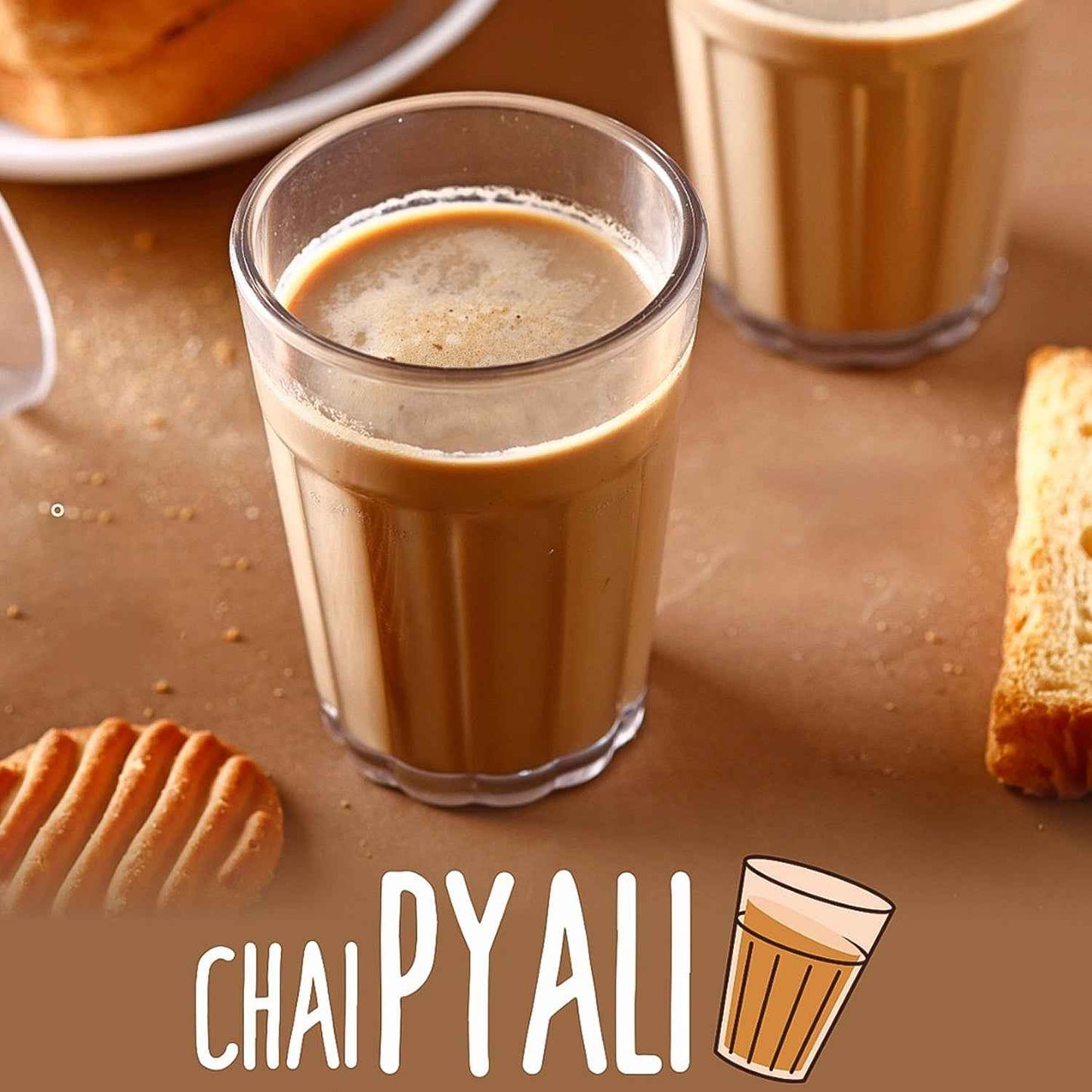 Supermom Plastic Chai Pyali Transparent Tea Glass Set (130ml  6 Pc)